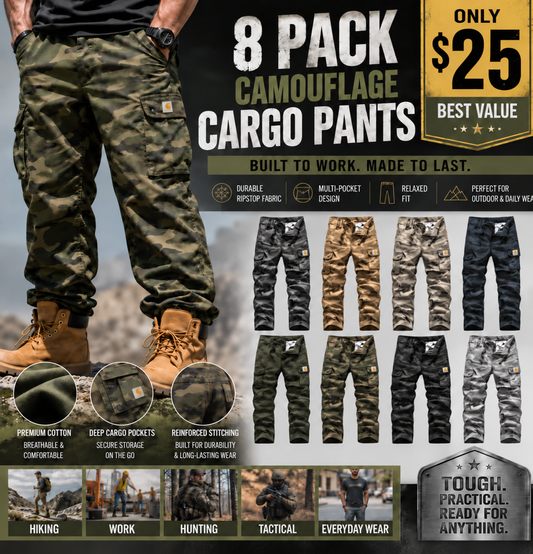 【SALDI ULTIMO GIORNO】Pantaloni cargo mimetici pratici da uomo